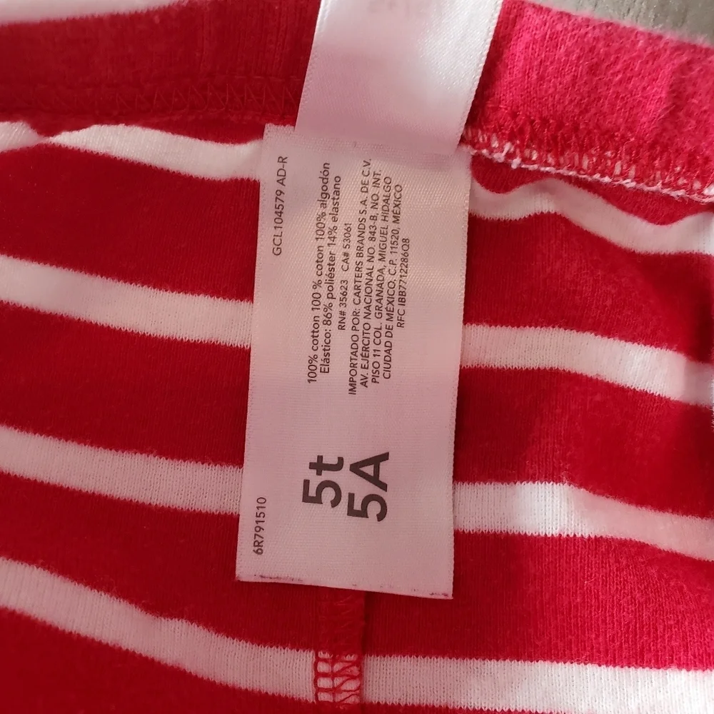 Carter's Child of Mine Toddler Christmas Pajama Set 2-Piece Size 5T Red & White